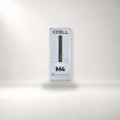 Batterie CCELL M4 noire 290 mAh compatible cartouches 510 sur fond studio – BISCA CBD