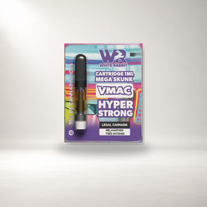 Cartouche VMAC Hyper Strong Mega Skunk 1 ml White Rabbit sur fond studio – BISCA CBD