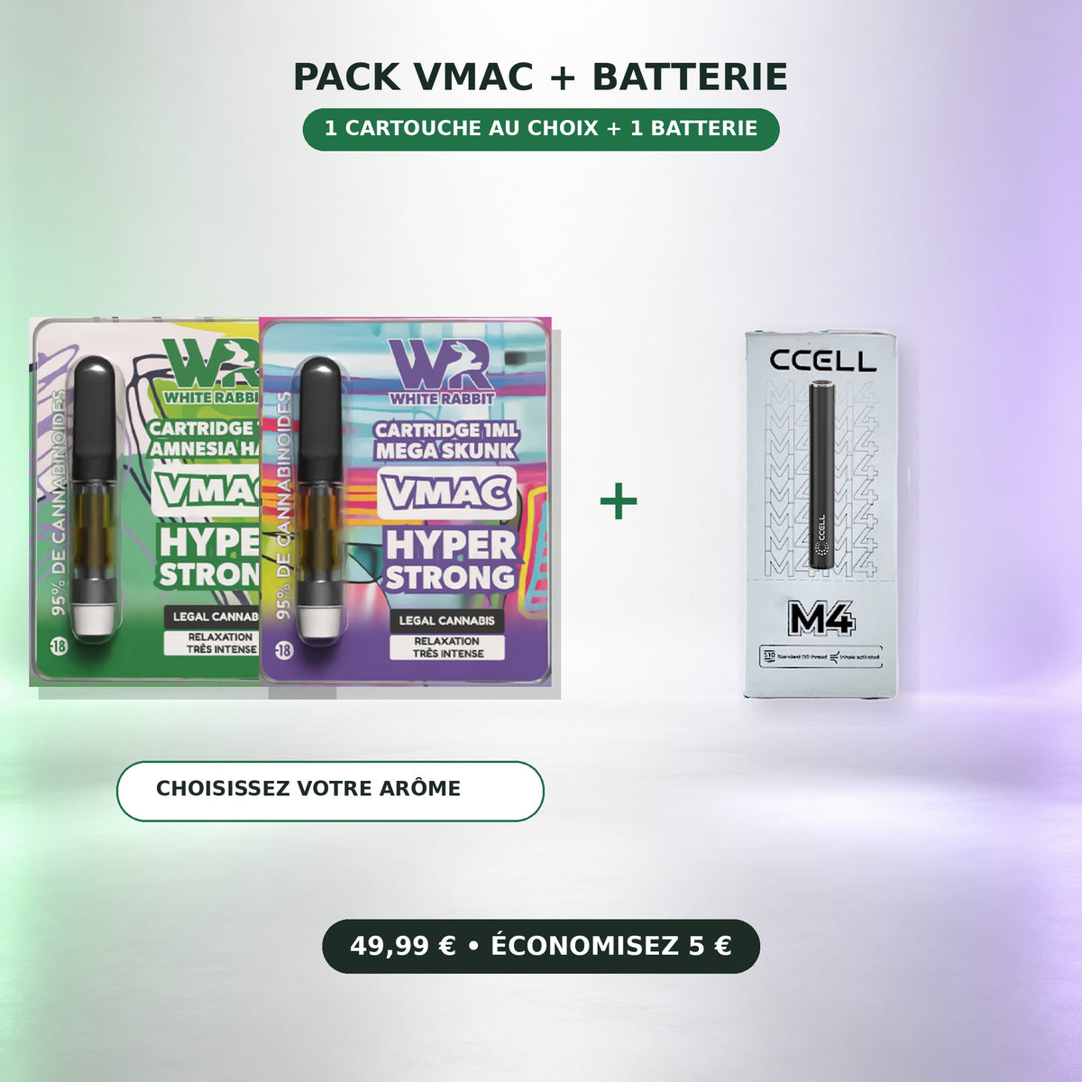 Pack VMAC avec une cartouche au choix et une batterie CCELL M4 – BISCA CBD