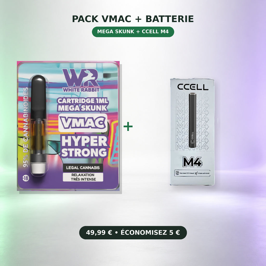 Pack cartouche VMAC Mega Skunk et batterie CCELL M4 – BISCA CBD